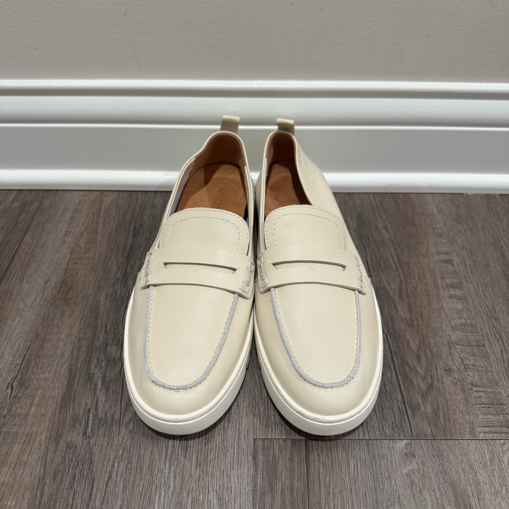 Vionic Cream Leather Penny Loafers